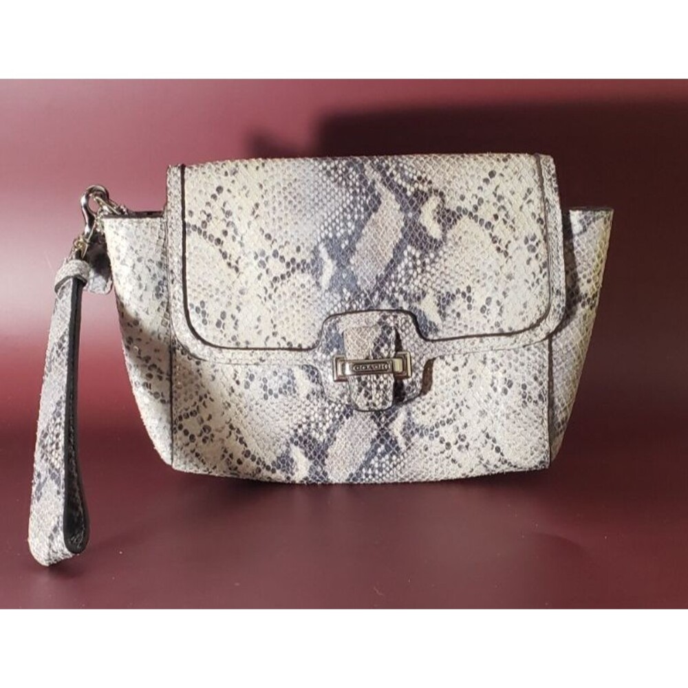 EUC - Coach - Ivory Multi Exotic Embossed Leather Taylor Clutch